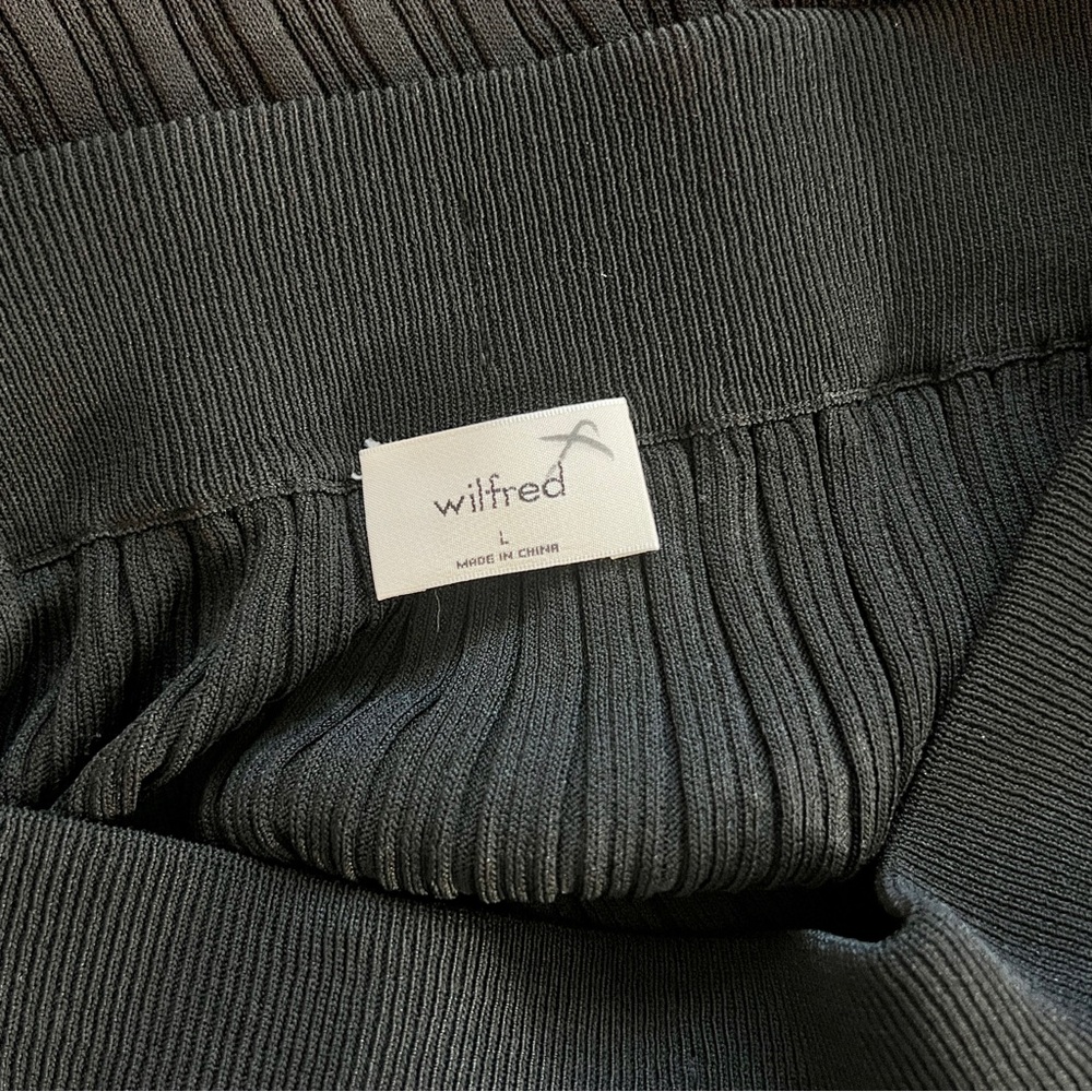 Wilfred Zeta Ribbed Midi Skirt w/ Slit Black L Aritzia Knit Pull On Minimalist - Picture 12 of 15
